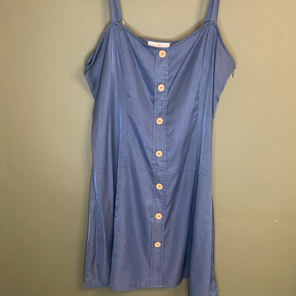 Navy Dress wood buttons L